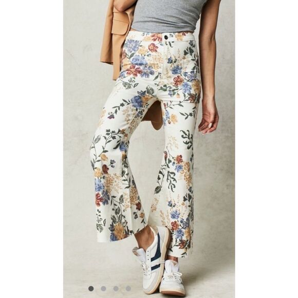 NWOT Free People Youthquake Printed Crop Flare Jeans, Sz 32 $168 A40 - Picture 1 of 9